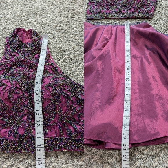 Sherri Hill bright plum purple beaded two piece prom set 2 - Picture 12 of 12